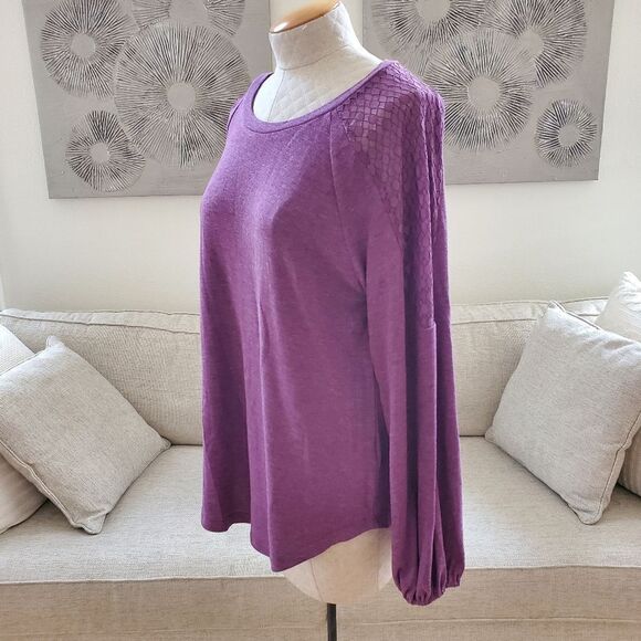 Suzanne Betro Weekend  Lace-Accent Raglan Sweatshirt sz 1x - Picture 6 of 12